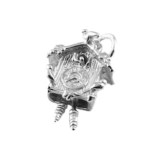 Sterling Silver Moving Cuckoo Clock Charm For Bracelets, Charm For Necklace, Old Fashioned Clock, German Cuckoo Clock, Vintaged Charm