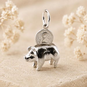 Movable Sterling Silver Piggy Bank Charm