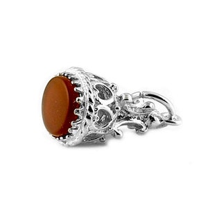 Sterling Silver Cornelian Fob Charm, Suitable For Vintage Watch Chain