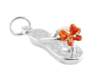 Sterling Silver Flip Flop Charm For Bracelets, Charms For Necklace, Footwear Charm, Holiday Charm, Summer Charm, Gift For Her, Pendant Charm
