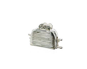 Sterling Silver Moving Toaster Charm For Bracelets, Charm For Necklace, Quirky Charm, Toaster Pendant, Vintaged Charm