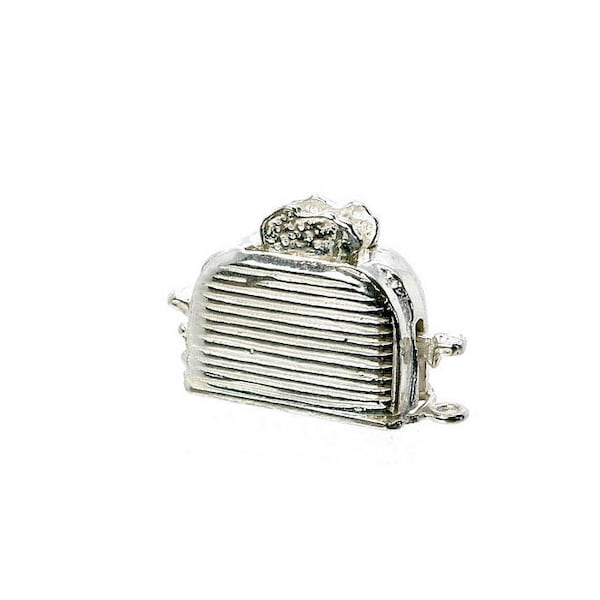 Sterling Silver Moving Toaster Charm For Bracelets, Charm For Necklace, Quirky Charm, Toaster Pendant, Vintaged Charm