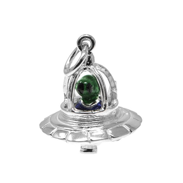 Sterling Silver Best Ever Alien In Flying Saucer Charm For Bracelets ,Gifts Ideas, Enamelled Charm, Space Charm, UFO Charm,