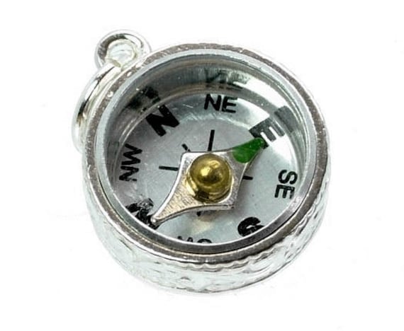 Sterling Silver Scroll Compass Charm - Traditional UK Made Keychain Or Jewelry Charm 10 thumbnail image