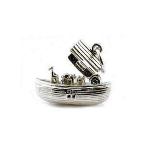 Sterling Silver Opening Noah's Ark Charm For Bracelets, Charms For Necklace, Biblical Charm, Keepsake Charm, Animal Charm, Vintaged Charm