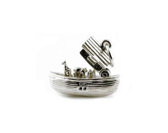 Sterling Silver Opening Noah's Ark Charm For Bracelets, Charms For Necklace, Biblical Charm, Keepsake Charm, Animal Charm, Vintaged Charm