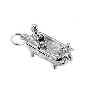 Sterling Silver Opening Cheeky Lady In Bath Charm For Bracelets, Charm For Necklace, Rare Charm, Enamelled Charm, Quirky Charm, Gift For Her