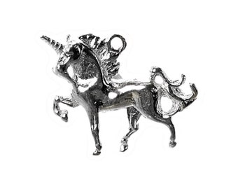 Sterling Silver Unicorn Charm For Bracelets, Gifts For Her, Traditional Old English Charm, Mythical Charm, Charms For Necklace, Gift Charm