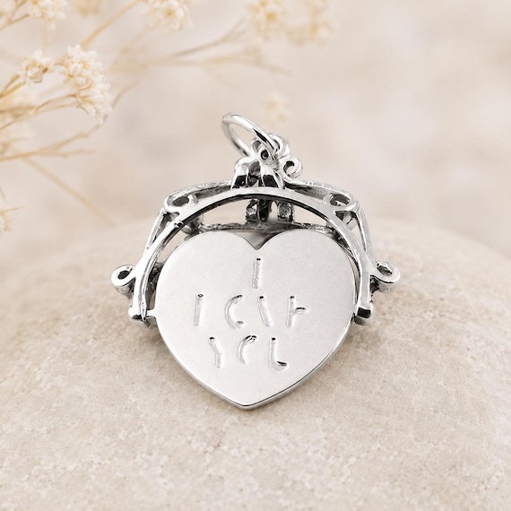 Sterling Silver I Love You Heart Spinner Charm