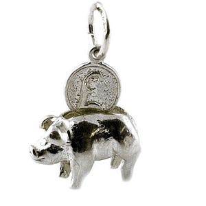 Sterling Silver Movable Piggy Bank Charm For Bracelets, Charm For Necklace, Pig Charm, Child's Silver Charm, Money Bank Charm,Vintaged Charm