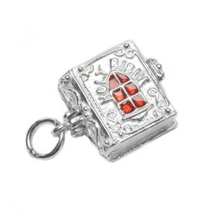 Sterling Silver Opening Holy Bible Charm, Religious Keepsake