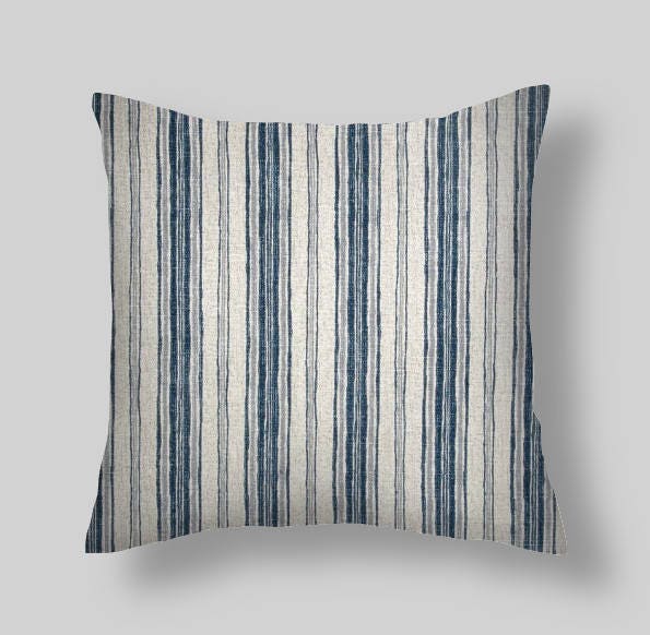 Ticking Pillows Blue stripe ticking pillow covers french Etsy