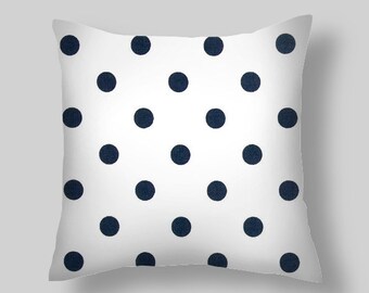 Navy Blue Pillow Covers , Decorative Pillows, Pillows, Throw Pillows, Pillow Covers, ArPolka Dots
