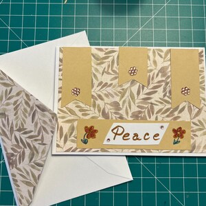 Peace Handmade Encouragement Card, Song of Solomon 8:10, 5.5 x 4 Inch Leaf-Pattern Kraft Card Gold Lettering