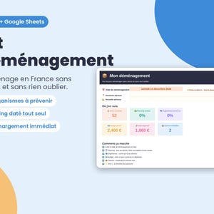 Moving Kit France Excel Google Sheets | Checklist Organizations, Planning, Budget, Box Inventory, Inventory | Colorful