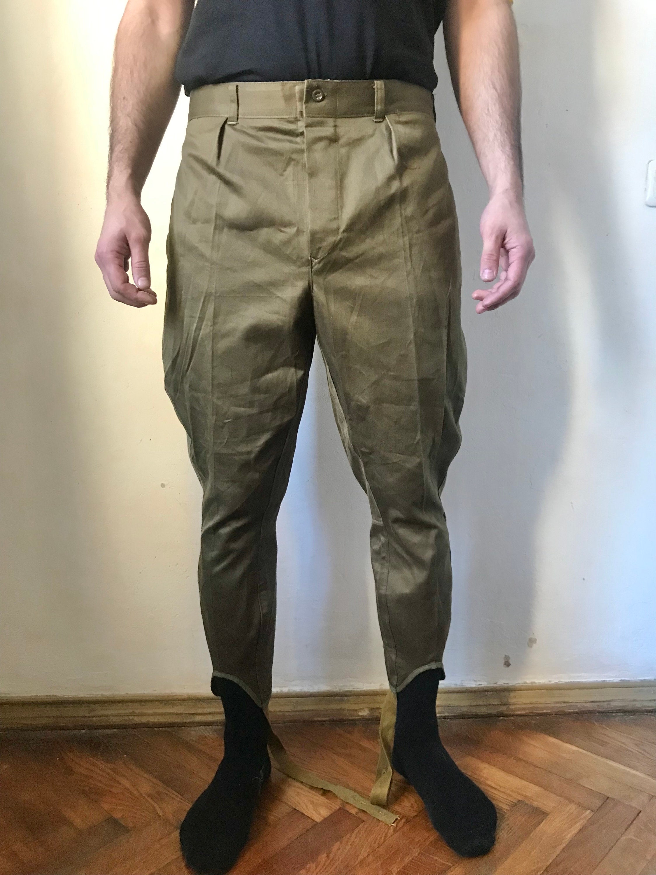 Vintage 70's Soviet Galliffet Pants Military Surplus Khaki