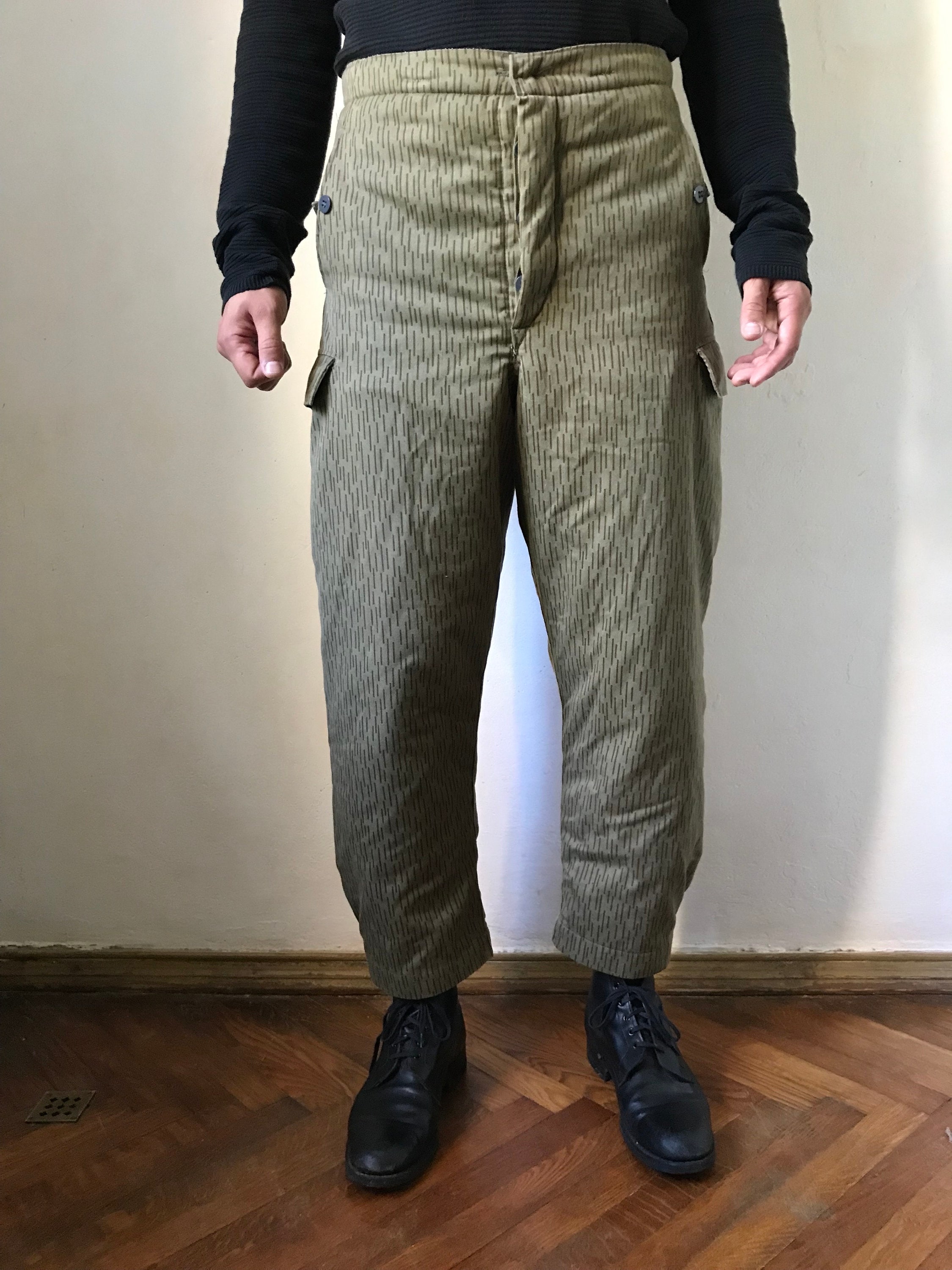 Vintage 70's East German Army Surplus Winter Pants Strichtarn Camo