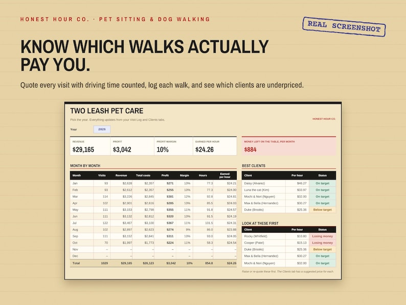Financial Assitance Log Sample Pet Sitting & Dog Walking Business Spreadsheet, Price Calculator ...