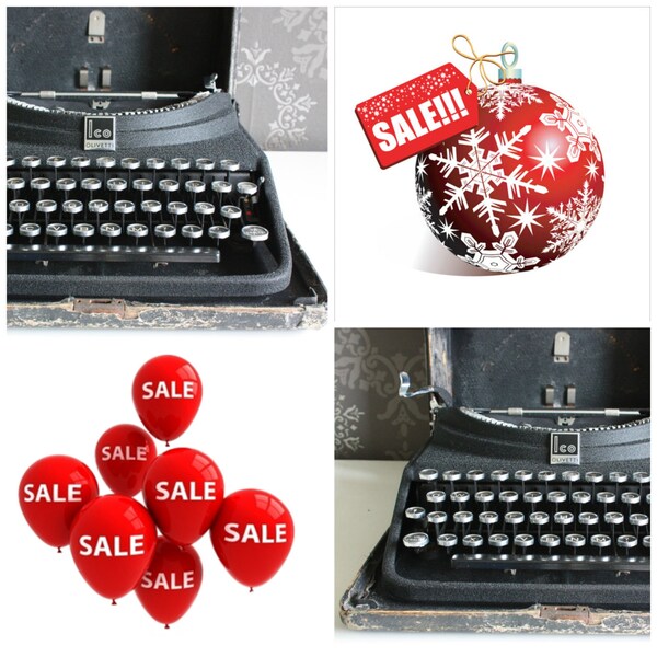 Christmas SALE: RARE Super Gorgeous Italian Typewriter - Vintage matte Black Olivetti Ico MP1
