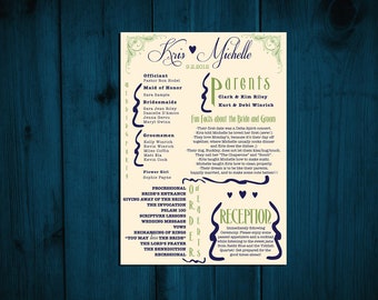 Programa de casamento rústico vitoriano para impressão