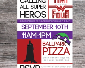 Super Hero Birthday invite- Cute colorful printable custom Bubble Guppy invitation