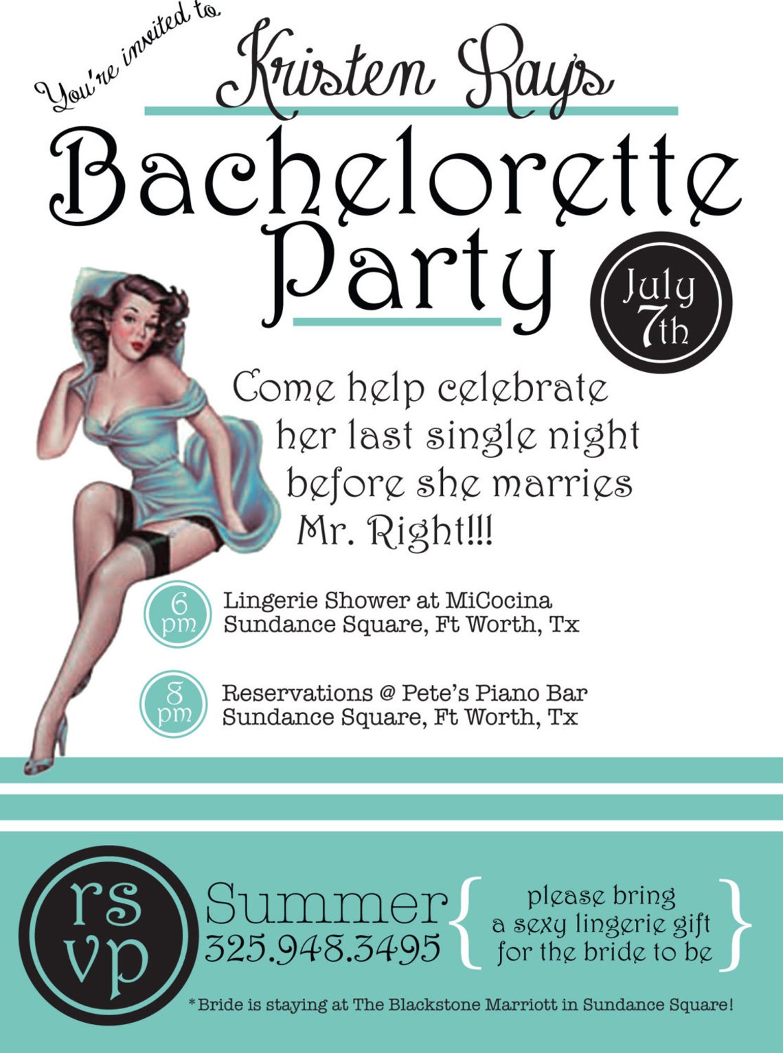 Printable Pinup Girl Bachelorette Party Invitation Sexy Bachelorette ...