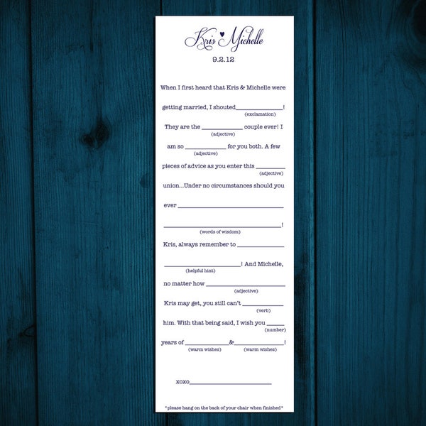 Printable Wedding Madlib