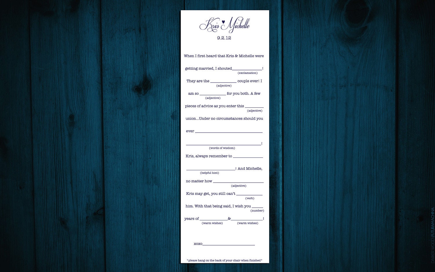 Printable Wedding Madlib - Etsy