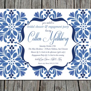 Printable Blue and White China Inspired Engagement Invitation