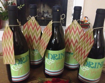 EAT DRINK and be MERRY wine bottle labels
