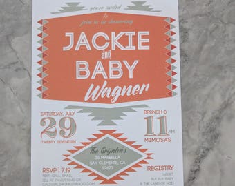 Southwest Sage & Coral Baby Shower Invite Kit