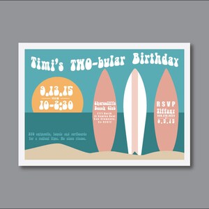Printable TWO-bular Surf Birthday Invitation