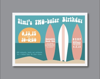 Printable TWO-bular Surf Birthday Invitation