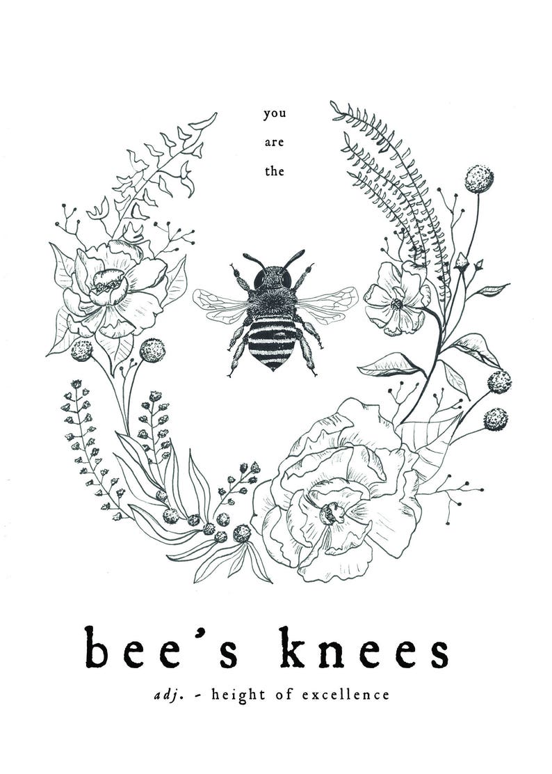 Printable Download Wall Art You're the Bee's Knees floral wreath image 2