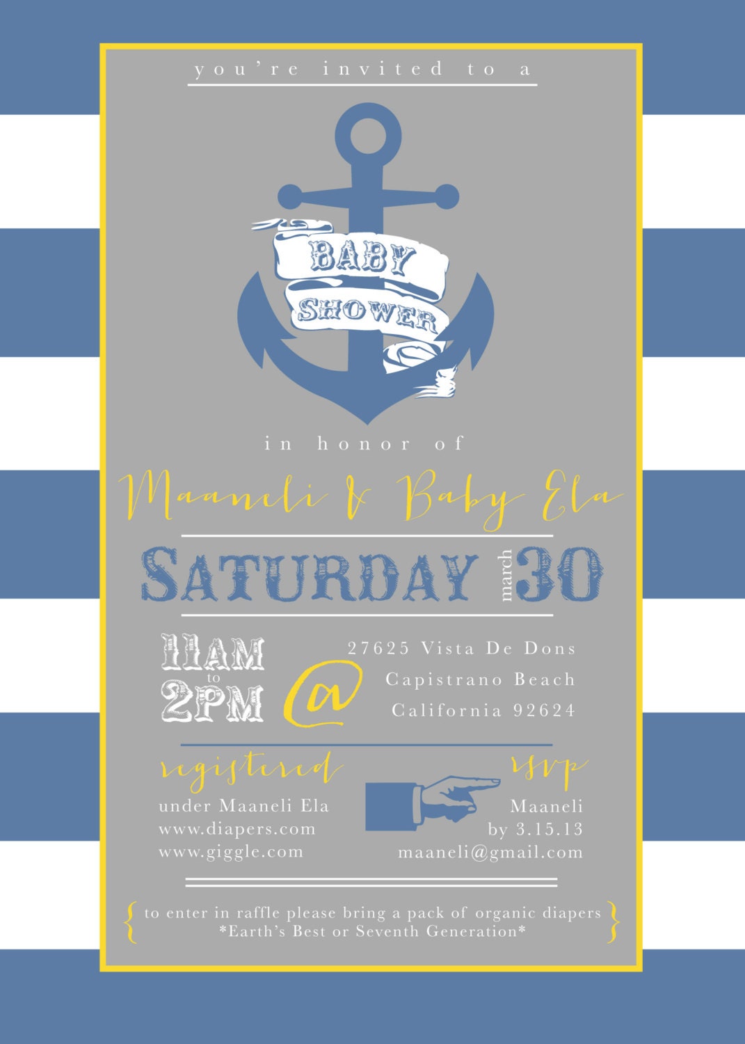 Printable Nautical Baby Shower Invitation - Etsy