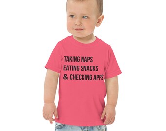 Taking Naps, Eating Snacks & Checking Apps funny Kids Short Sleeve T-Shirt