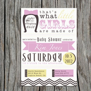 Printable Baby Shower Invitation BABY GIRL image 1