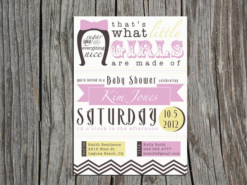 Printable Baby Shower Invitation BABY GIRL image 1