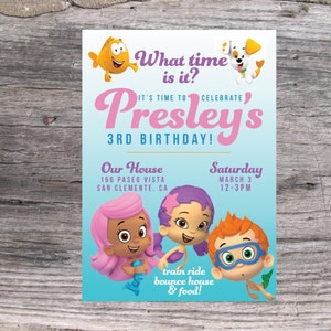 Bubble Guppy Birthday invite- Cute colorful printable custom Bubble Guppy invitation