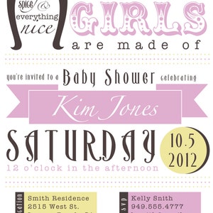 Printable Baby Shower Invitation BABY GIRL image 2