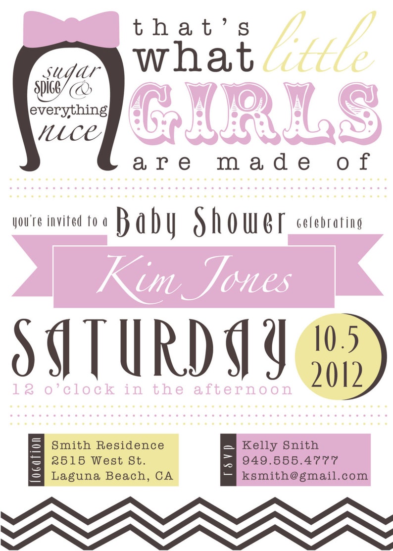 Printable Baby Shower Invitation BABY GIRL image 2