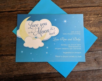 To the Moon and Back Baby Shower Invitation