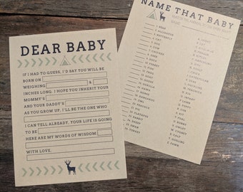 Baby Shower Games for Rustic Woodland Theme Shower (Set of 10 of 2 games)