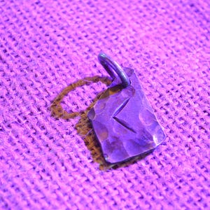 Kaunan Letter C Rune Pendant, Hand-Forged Steel Kaunan Creativity Talisman, Elder Futhark Rune, Viking Jewelry, Norse Amulet Gift