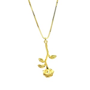 Passion Rose Necklace, Rose, Flower, Valentine&#39;s Gift, Romantic Gift, Elegant, Sterling Silver 925, Gold Plated