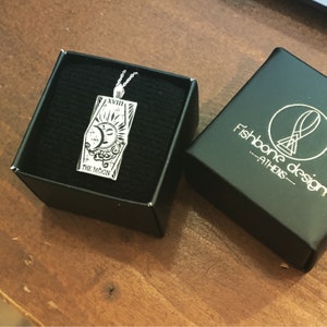 Collar de cartas del tarot de la luna, joyas, presagio pequeño y positivo, intuiciones, sueños y misterios, plata de ley 925 oxidada