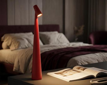 Draadloze LED-tafellamp, oplaadbare minimalistische nachtlamp, moderne touch bureaulamp, Japandi slaapkamerdecoratie