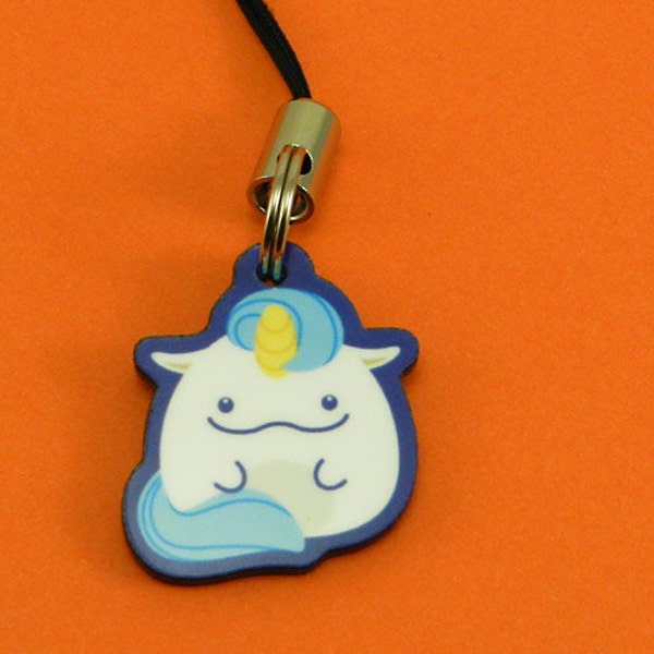 Cute Chubby Blue and White Unicorn Acrylic Charm - for cell phones, zipper pulls & key chains