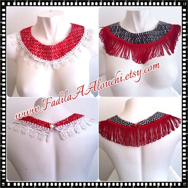 COLLIER à franges/dentelle  KEFFIEH col style égyptien - Fringes/lace NECKLACE Collar keffiyeh egyptian style