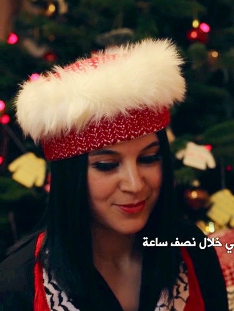 RED Winter Hat KUFFIEH STYLE Tarbouch Chapka fur keffiyeh image 5